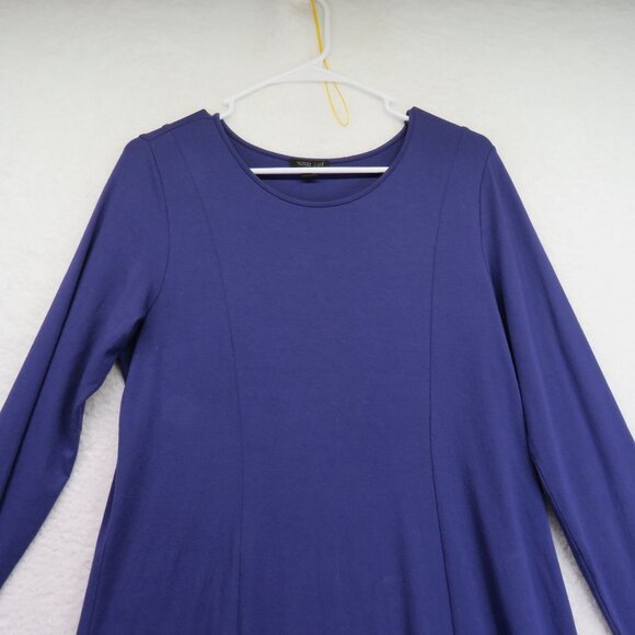 J Jill Wearever Dress Womens Size 8 Blue Midi Long Sleeve Stretch - Picture 2 of 10